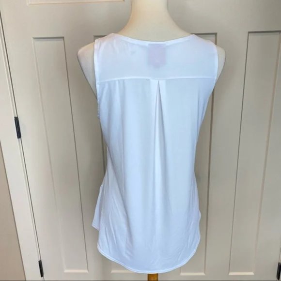Pocketed Solid White Scoop Neck Tank Top Blouse XL - Picture 5 of 7